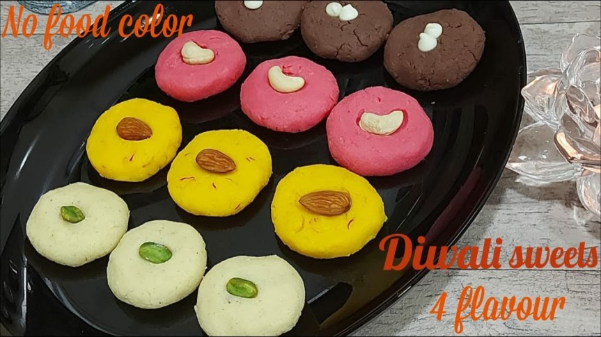 Four Flavour Peda| No Food Color| Diwali Sweets | Festive Sweets